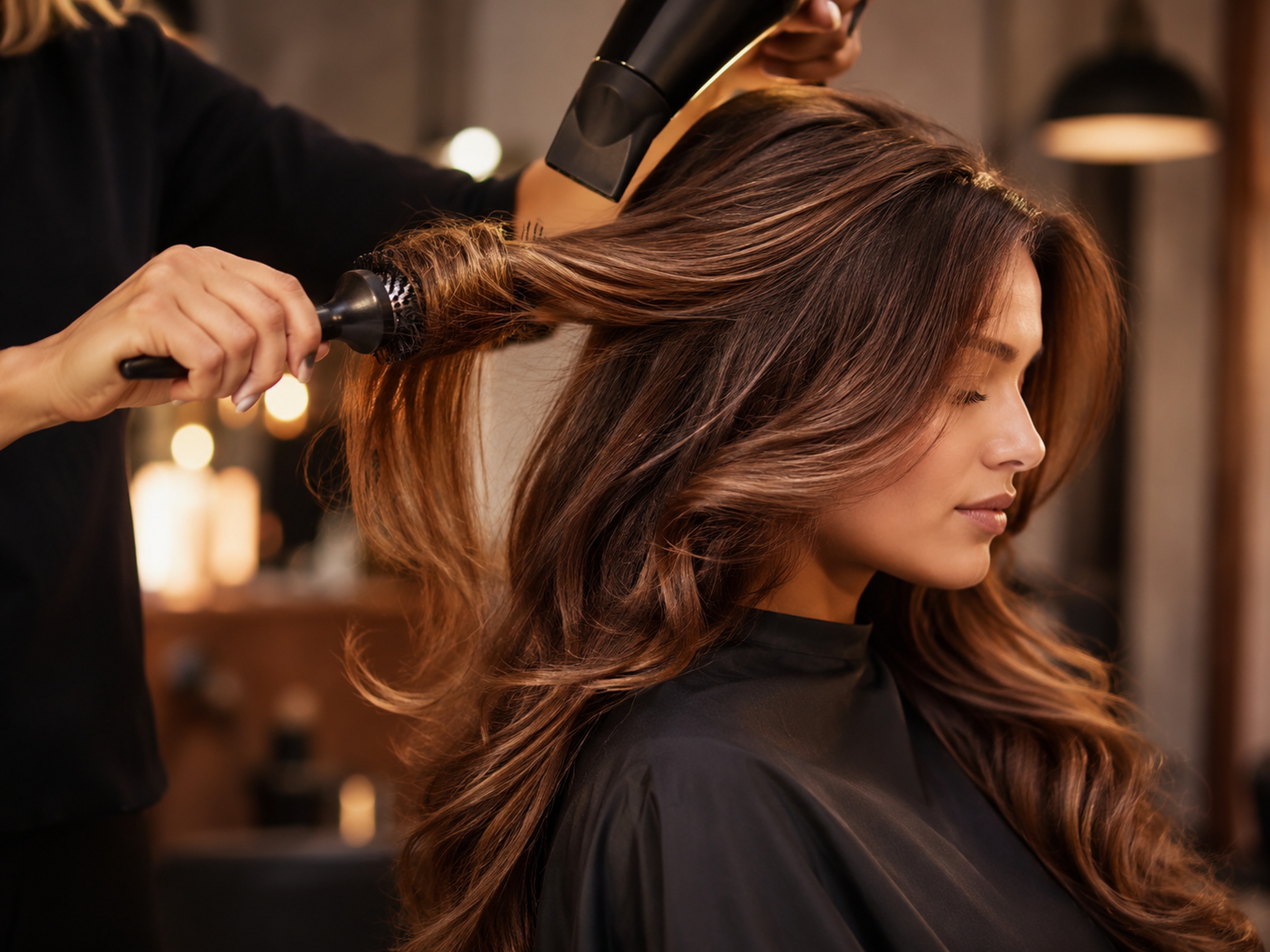 Föhnstyling mit Rundbürste