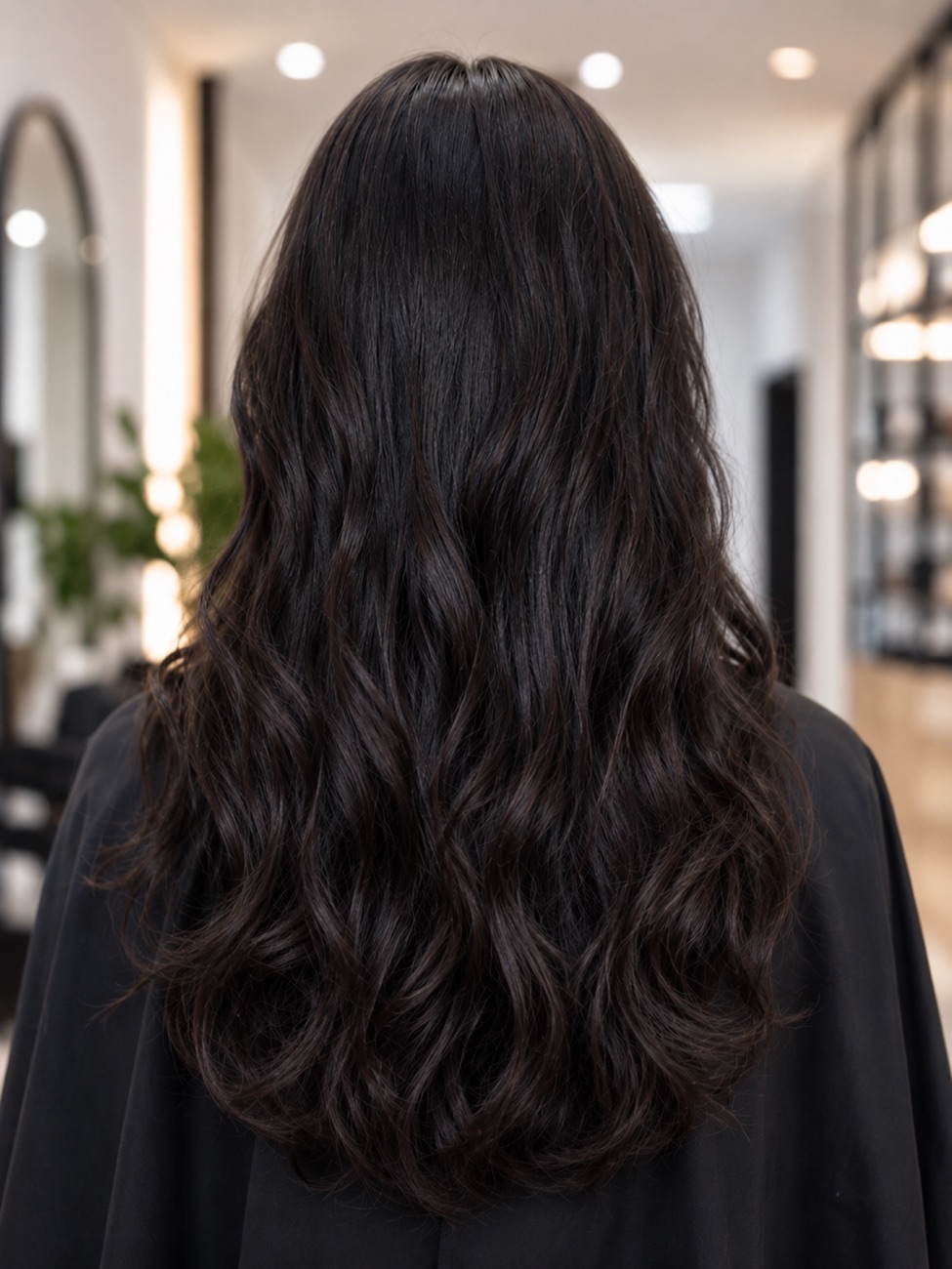 Damen Haarergebnis dunkles gewelltes Haar mit Glanz