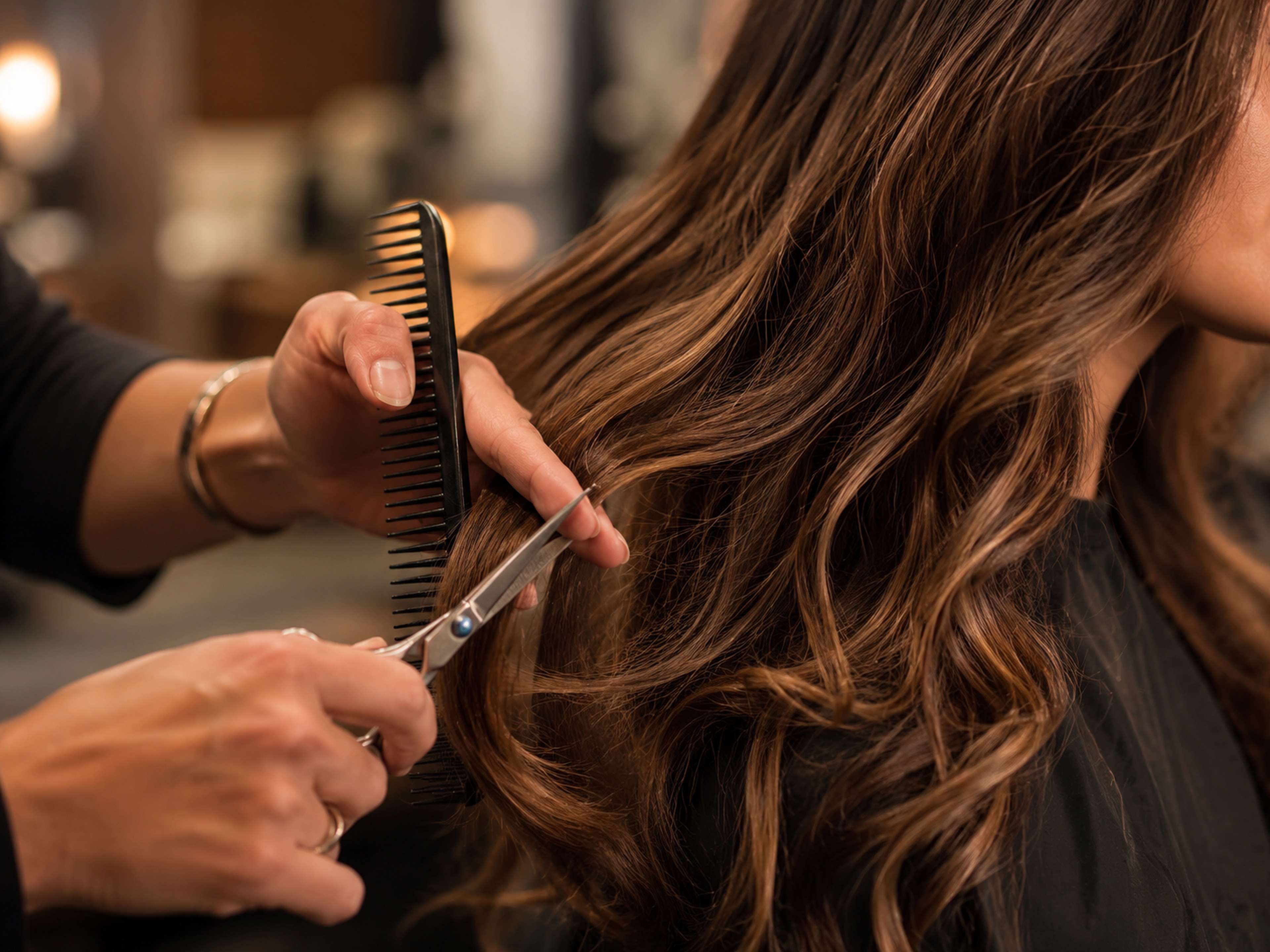 Haarschnitt mit Schere und Kamm